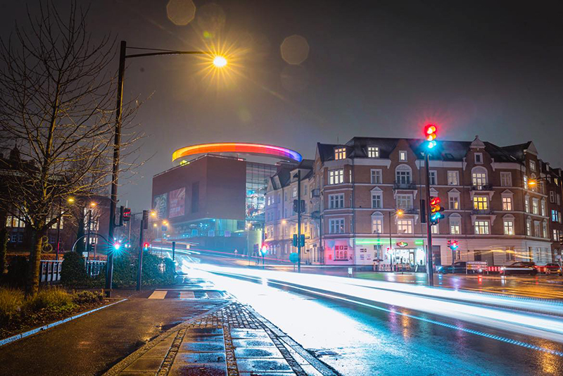 Photo of nightscape in a city.