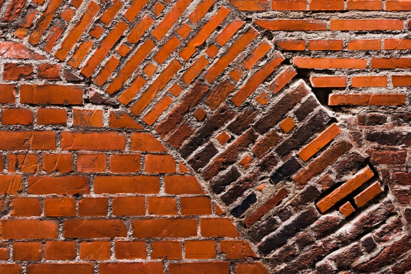 Close up of a red brick wall. Photo.